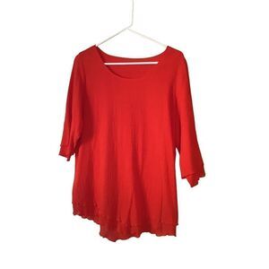 Soft Surroundings Red 3/4 Sleeve Top L